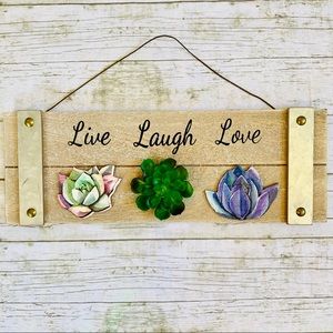 Live Laugh Love Farmhouse Wood Sign Decor